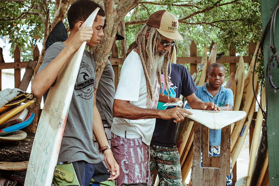 Billy Wilmot has opened up his home to the entire surf community, as well as his saw horses for any ding that needs fixing. Photo: Ellis